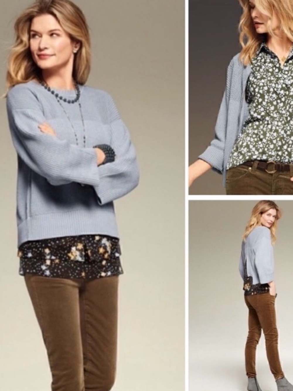 CAbi Powder Blue Crewneck Knit Sweater